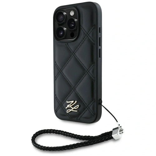 Etui Karl Lagerfeld Quilted Initial Logo & Chain Strap do Apple iPhone 16 Pro czarny