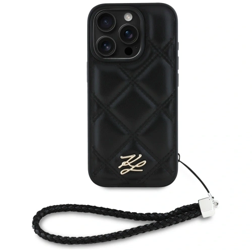 Etui Karl Lagerfeld Quilted Initial Logo & Chain Strap do Apple iPhone 16 Pro czarny