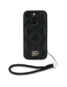 Hurtownia GSM - Etui Karl Lagerfeld pentru iPhone 16 Pro cu logo inițial matlasat și curea de lanț, negru. - KLD21994 - {ean13} - Hurt
