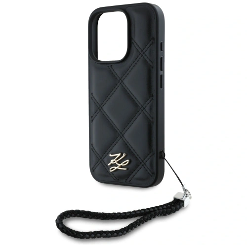 Etui Karl Lagerfeld Quilted Initial Logo & Chain Strap do Apple iPhone 16 Pro czarny