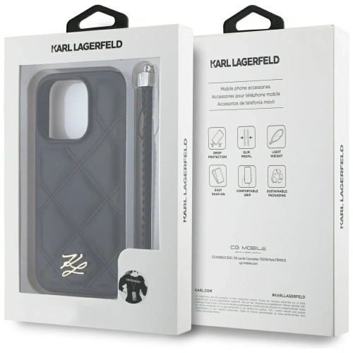 Etui Karl Lagerfeld Quilted Initial Logo & Chain Strap do Apple iPhone 16 Pro czarny