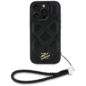 Wholesale Case Karl Lagerfeld Quilted Initial Logo & Chain Strap for Apple iPhone 16 Pro Max black - KLD21995 - {ean13} - Hurt