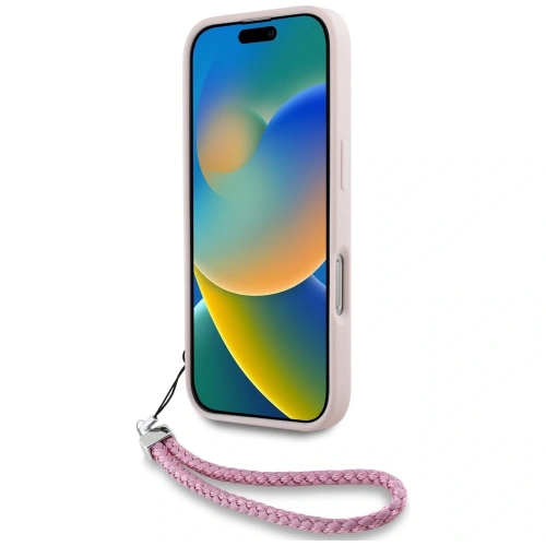 Etui Karl Lagerfeld Quilted Initial Logo & Chain Strap do Apple iPhone 16 Pro Max różowy