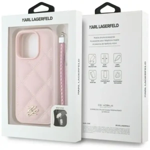 Hurtownia GSM - Etui Karl Lagerfeld prošívané s iniciálami a řetízkem pro Apple iPhone 16 Pro v růžové barvě - KLD21997 - {ean13} - Hurt