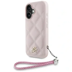 Wholesale Case Karl Lagerfeld Quilted Initial Logo & Chain Strap for Apple iPhone 16 pink - KLD21998 - {ean13} - Hurt