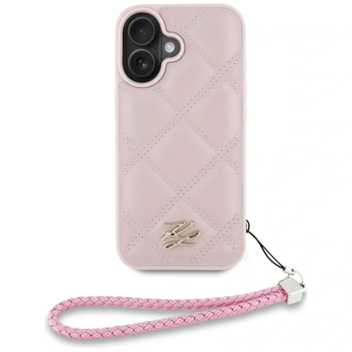 Etui Karl Lagerfeld Quilted Initial Logo & Chain Strap do Apple iPhone 16 różowy