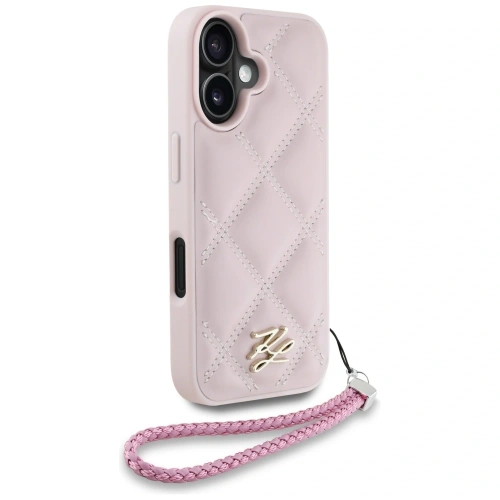 Etui Karl Lagerfeld Quilted Initial Logo & Chain Strap do Apple iPhone 16 różowy