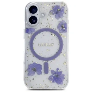 Hurtownia GSM - Etui Guess Resin Flowers Glitter MagSafe pro Apple iPhone 16 fialové - GUE4495 - {ean13} - Hurt