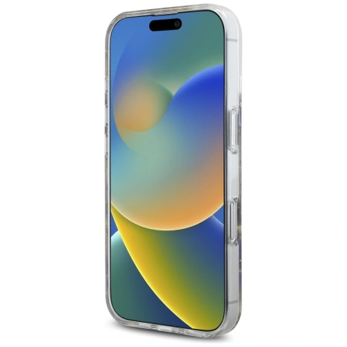 Etui Guess Resin Flowers Glitter MagSafe do Apple iPhone 16 fioletowy