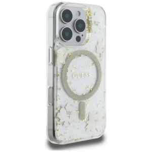 Wholesale Case Guess Resin Flowers Glitter MagSafe for Apple iPhone 16 Pro Max beige - GUE4497 - {ean13} - Hurt