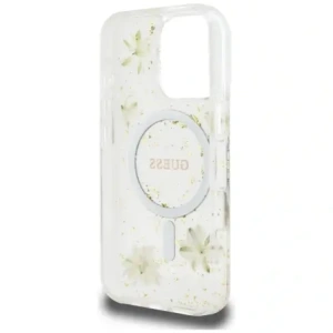 Wholesale Case Guess Resin Flowers Glitter MagSafe for Apple iPhone 16 Pro Max beige - GUE4497 - {ean13} - Hurt