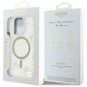 Wholesale Case Guess Resin Flowers Glitter MagSafe for Apple iPhone 16 Pro Max beige - GUE4497 - {ean13} - Hurt