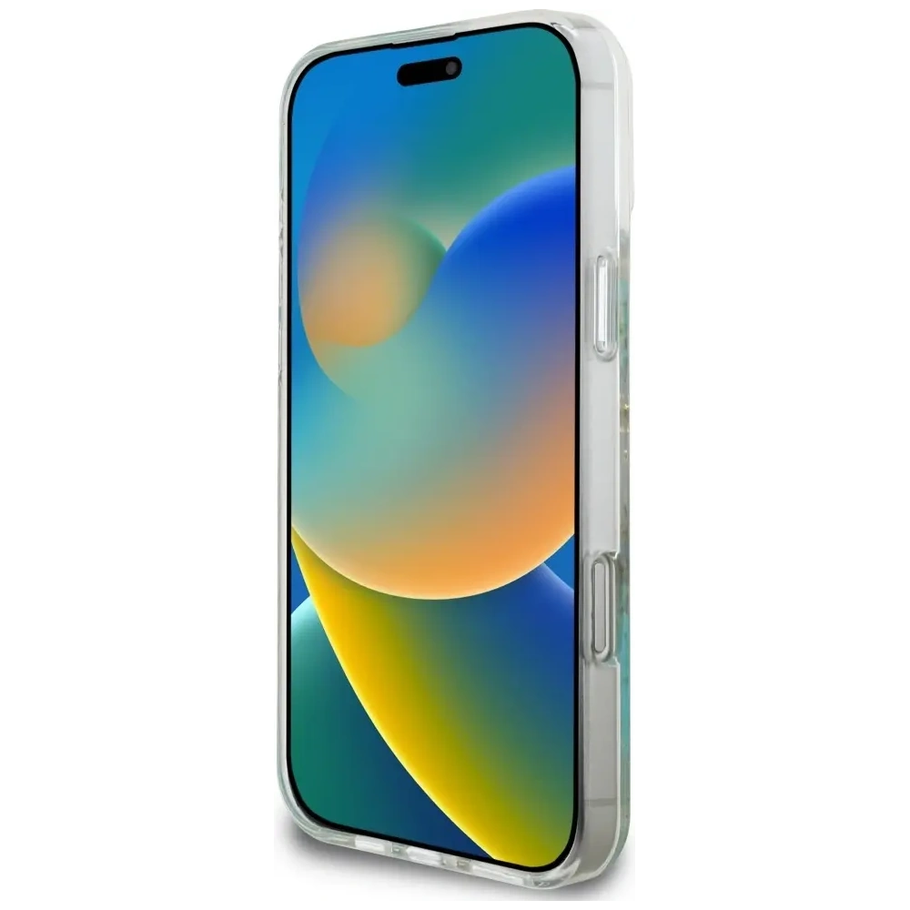 Hurtownia GSM - Etui Guess cu flori din rășină și sclipici MagSafe pentru Apple iPhone 16 Pro turcoaz - GUE4499 - {ean13} - Hurt