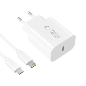 Hurtownia GSM - Tech-Protect NC20W încărcător de rețea USB-C 1-port PD 20W + cablu Lightning alb - THP4067 - {ean13} - Hurt