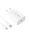 Hurtownia GSM - Tech-Protect NC20W 1-port USB-C Hálózati Töltő PD 20W + Lightning Kábel Fehér - THP4067 - {ean13} - Hurt