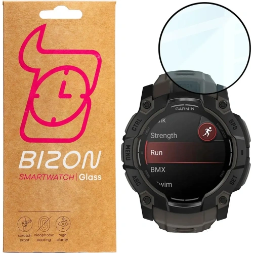 Szkło hybrydowe Bizon Glass Watch Edge Hybrid dla Garmin Instinct 3 50 mm czarne