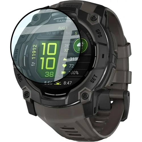 Szkło hybrydowe Bizon Glass Watch Edge Hybrid dla Garmin Instinct 3 50 mm czarne