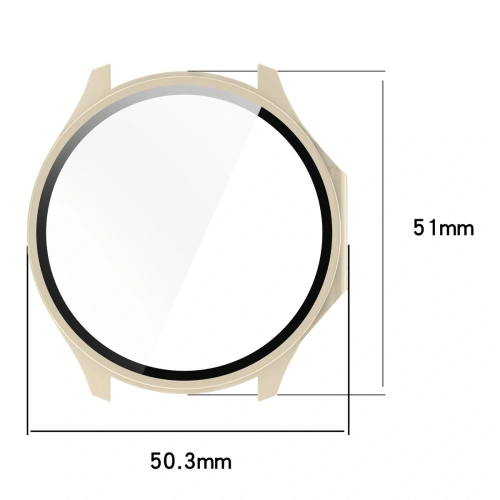 Etui ze szkłem do zegarka Bizon Case+Glass Watch do OnePlus Watch 3 / Oppo Watch X2 beżowe