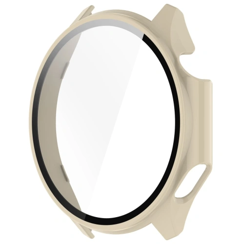 Etui ze szkłem do zegarka Bizon Case+Glass Watch do OnePlus Watch 3 / Oppo Watch X2 beżowe