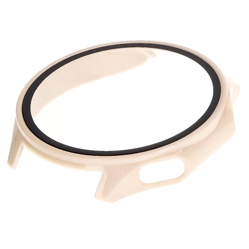 Etui ze szkłem do zegarka Bizon Case+Glass Watch do OnePlus Watch 3 / Oppo Watch X2 beżowe