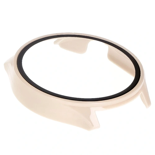 Etui ze szkłem do zegarka Bizon Case+Glass Watch do OnePlus Watch 3 / Oppo Watch X2 beżowe