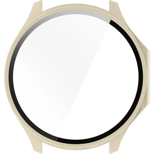 Etui ze szkłem do zegarka Bizon Case+Glass Watch do OnePlus Watch 3 / Oppo Watch X2 beżowe