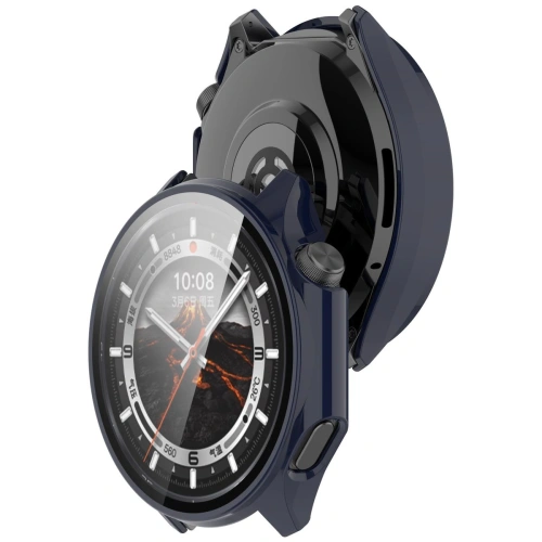Etui ze szkłem do zegarka Bizon Case+Glass Watch do OnePlus Watch 3 / Oppo Watch X2 niebieskie