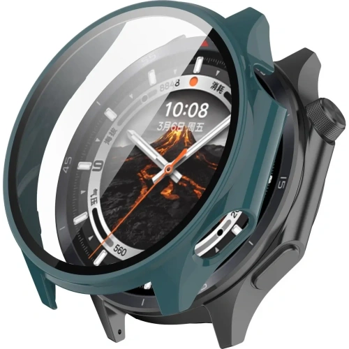 Etui ze szkłem do zegarka Bizon Case+Glass Watch do OnePlus Watch 3 / Oppo Watch X2 zielone