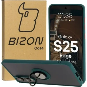Hurtownia GSM - Bizon Case Hybrid Ring Samsung Galaxy S25 Edge fumuriu cu un cadru verde închis - BIZ8877 - {ean13} - Hurt