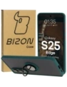 Bizon Case Hybrid Ring Samsung Galaxy S25 Edge smoky with a dark green frame