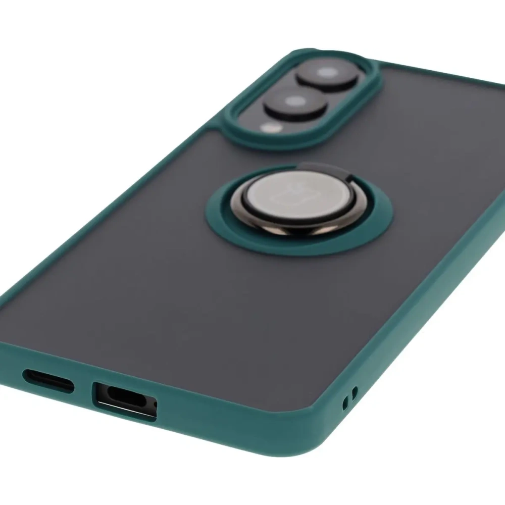 Wholesale Bizon Case Hybrid Ring Samsung Galaxy S25 Edge smoky with a dark green frame - BIZ8877 - {ean13} - Hurt