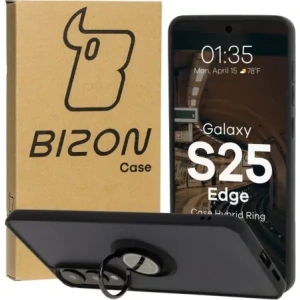 Hurtownia GSM - Bizon Case Hybrid Ring Samsung Galaxy S25 Edge fumuriu cu un cadru negru - BIZ8878 - {ean13} - Hurt