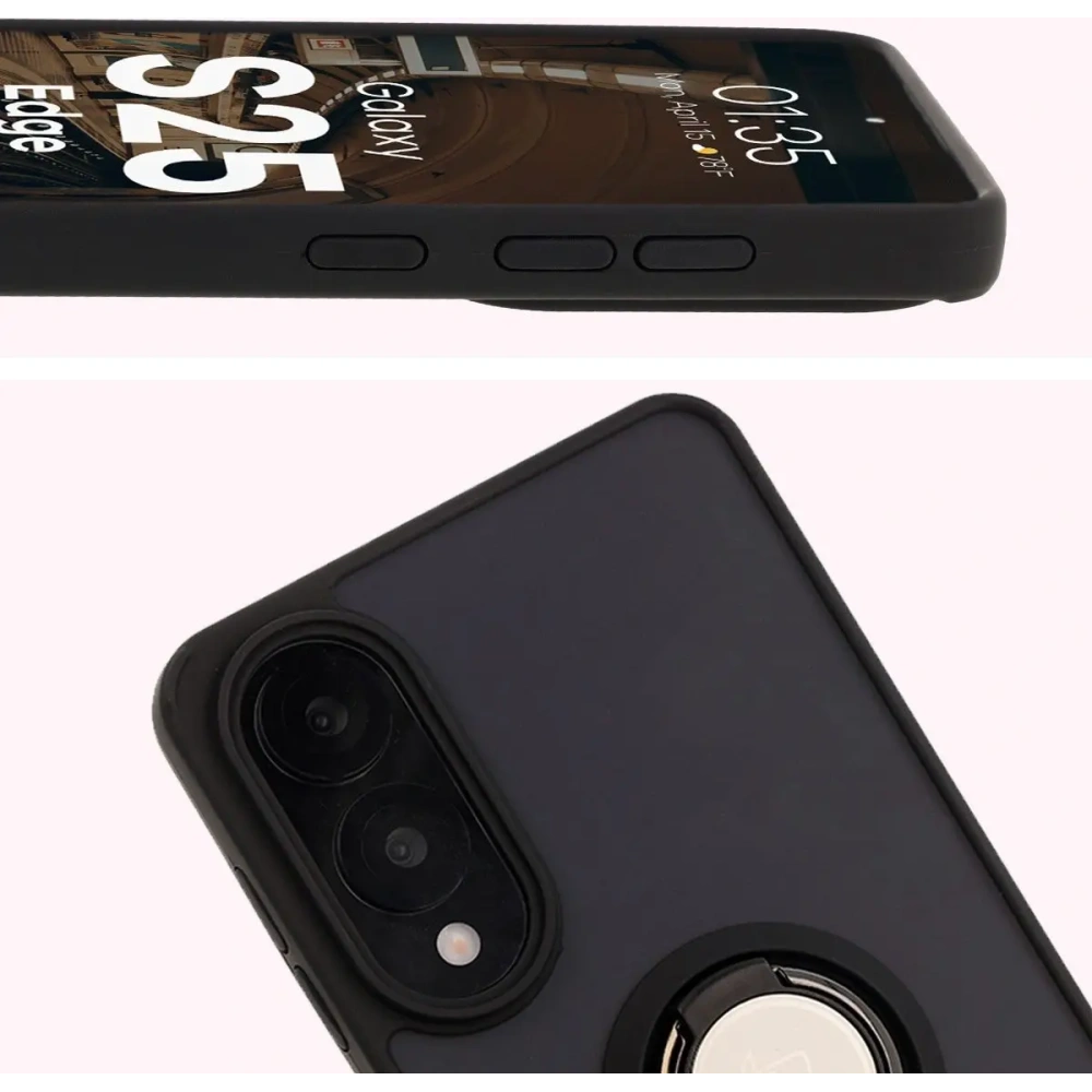 Hurtownia GSM - Bizon Case Hybrid Ring Samsung Galaxy S25 Edge kouřový s černým rámem - BIZ8878 - {ean13} - Hurt