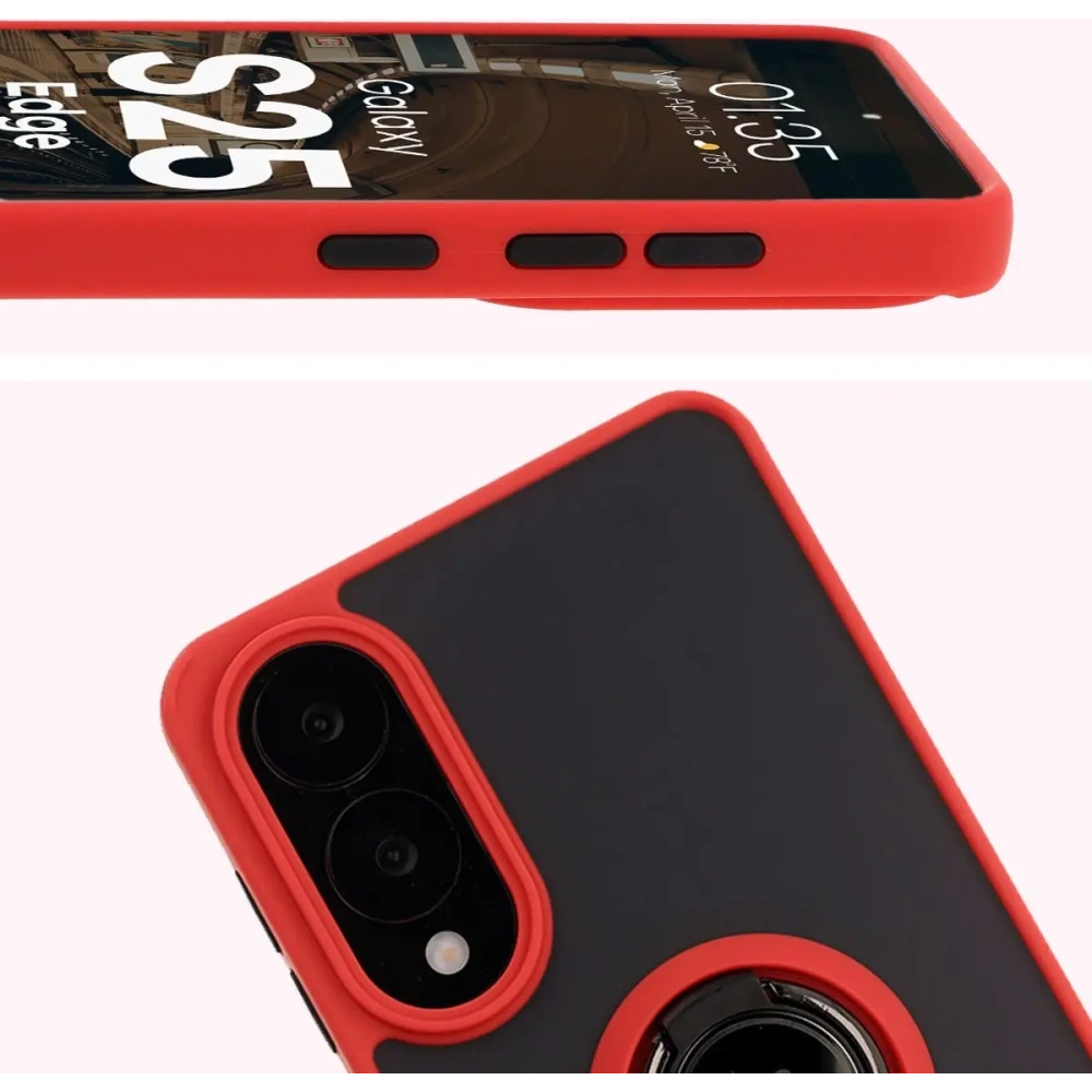 Wholesale Bizon Case Hybrid Ring Samsung Galaxy S25 Edge smoky with a red frame - BIZ8879 - {ean13} - Hurt