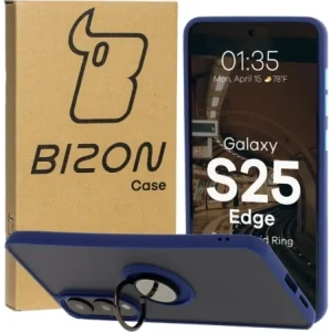 Hurtownia GSM - Bizon Case Hybrid Ring Samsung Galaxy S25 Edge füstös színben, sötétkék kerettel - BIZ8880 - {ean13} - Hurt