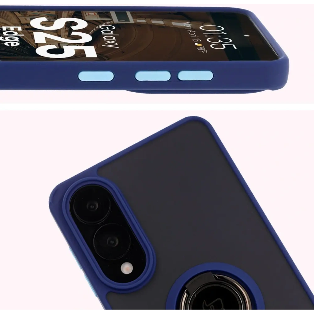 Hurtownia GSM - Bizon Case Hybrid Ring Samsung Galaxy S25 Edge füstös színben, sötétkék kerettel - BIZ8880 - {ean13} - Hurt