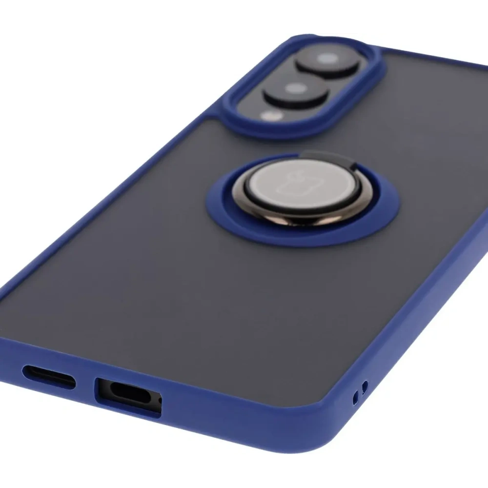Hurtownia GSM - Bizon Case Hybrid Ring Samsung Galaxy S25 Edge füstös színben, sötétkék kerettel - BIZ8880 - {ean13} - Hurt