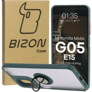 Wholesale Bizon Case Hybrid Ring Motorola Moto G05 / E15 smoky with a dark green frame - BIZ8881 - {ean13} - Hurt