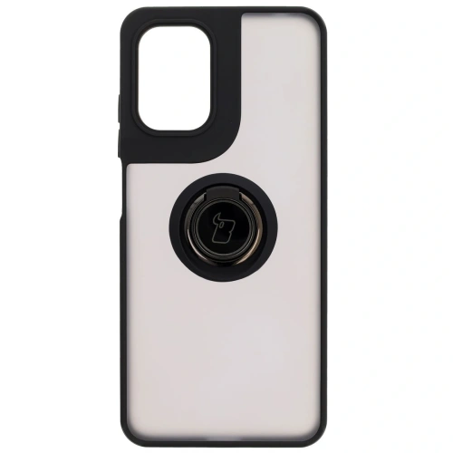 Etui z uchwytem na palec Bizon Case Hybrid Ring do Motorola Moto G05 / E15 przydymione z czarną ramką