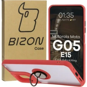 Wholesale Bizon Case Hybrid Ring Motorola Moto G05 / E15 smoky with a red frame - BIZ8883 - {ean13} - Hurt