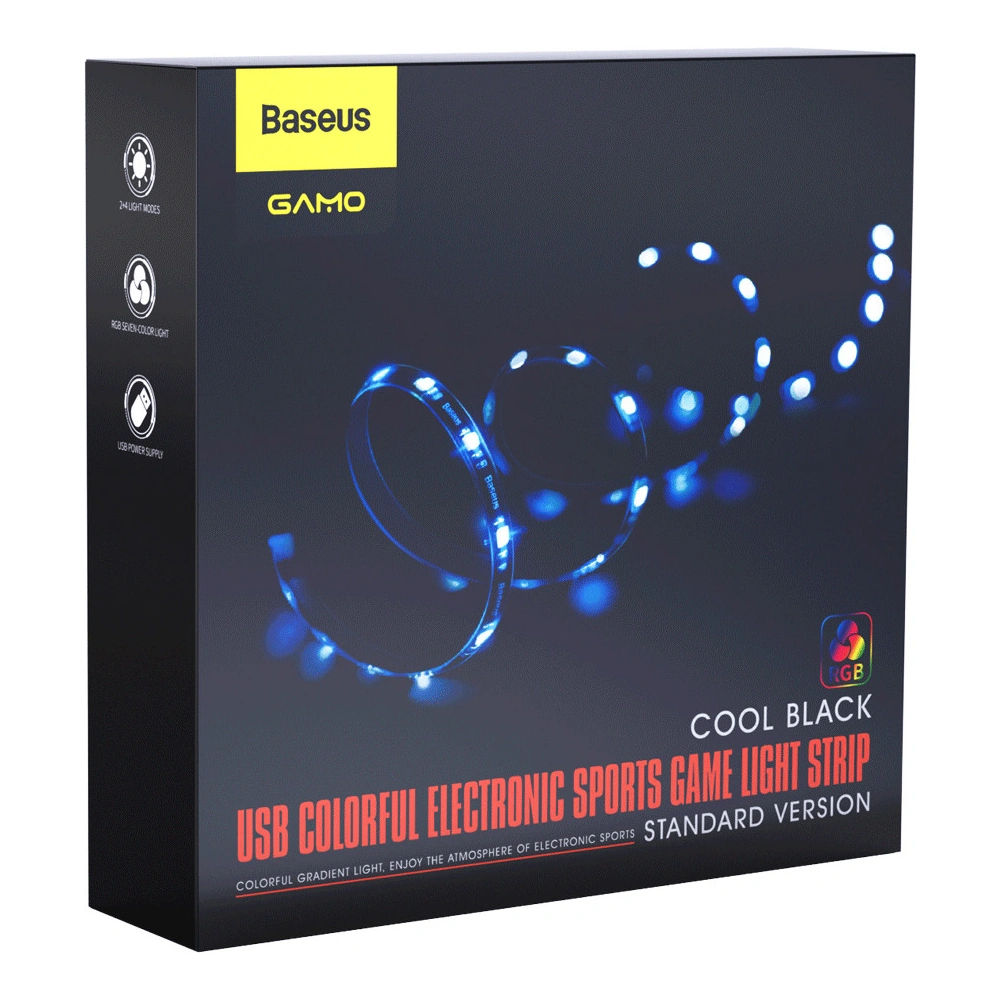 Hurtownia GSM - Samolepicí LED pásek Baseus GAMO s dálkovým ovládáním, RGB, 5W, 1,5m - BSU1495 - {ean13} - Hurt