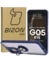 Bizon Case Hybrid Ring Motorola Moto G05 / E15 rauchig mit einem dunkelblauen Rahmen