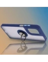 Bizon Case Hybrid Ring Motorola Moto G05 / E15 fumuriu cu un cadru de culoare albastră închisă