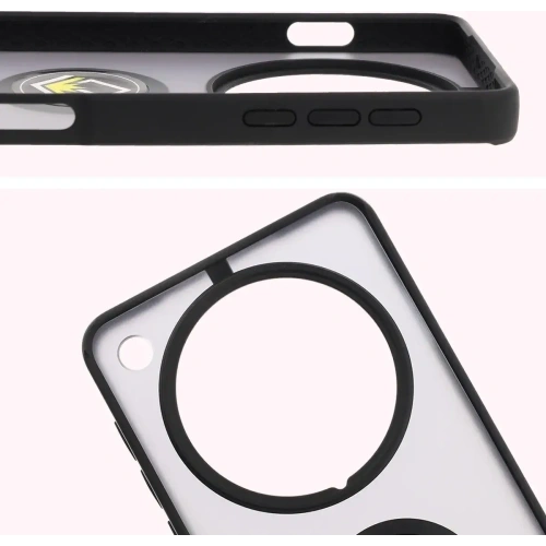 Etui z uchwytem na palec Bizon Case Hybrid Ring do Oppo Find X8 Pro przydymione z czarną ramką