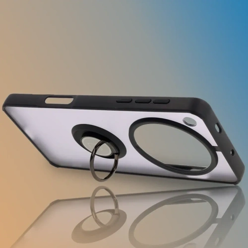 Etui z uchwytem na palec Bizon Case Hybrid Ring do Oppo Find X8 Pro przydymione z czarną ramką