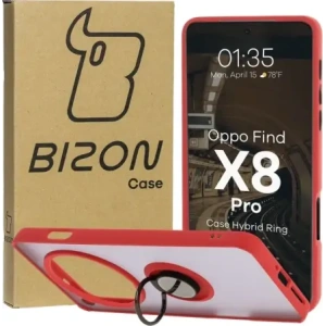 Wholesale Bizon Case Hybrid Ring Oppo Find X8 Pro smoky with a red frame - BIZ8887 - {ean13} - Hurt
