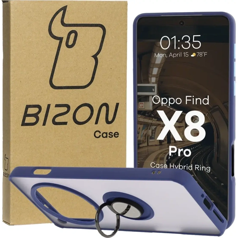 Hurtownia GSM - Bizon Case Hybrid Ring Oppo Find X8 Pro füstös, sötétkék kerettel - BIZ8888 - {ean13} - Hurt