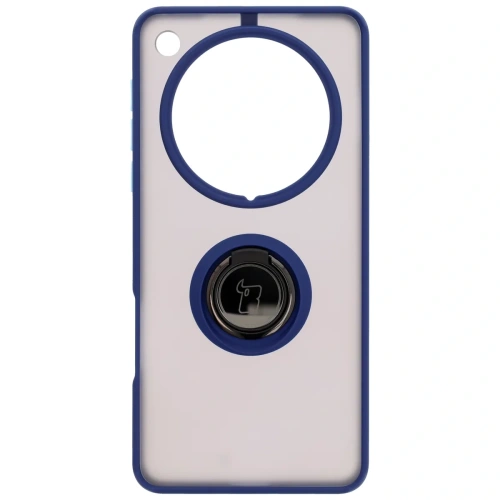 Etui z uchwytem na palec Bizon Case Hybrid Ring do Oppo Find X8 Pro przydymione z granatową ramką
