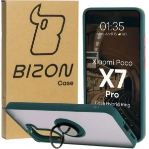 Wholesale Bizon Case Hybrid Ring Xiaomi Poco X7 Pro smoky with a dark green frame - BIZ8889 - {ean13} - Hurt