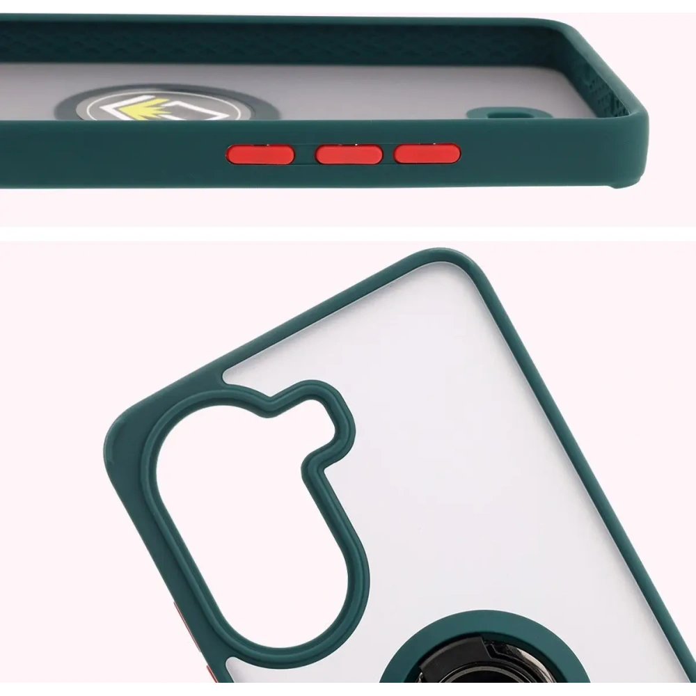 Hurtownia GSM - Bizon Case Hybrid Ring Xiaomi Poco X7 Pro rauchig mit einem dunkelgrünen Rahmen - BIZ8889 - {ean13} - Hurt